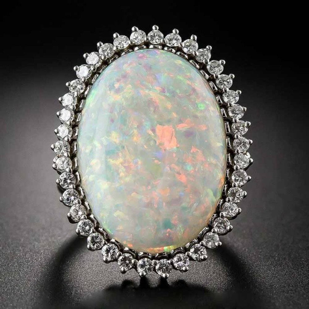 Luxury Super Large Oval Sun Flower Gemstone Fire Opal Silver Ring, VIP312 - Picture 2 of 9